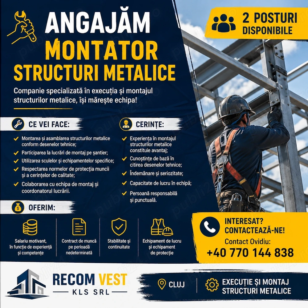 angajam montatori structuri metalice