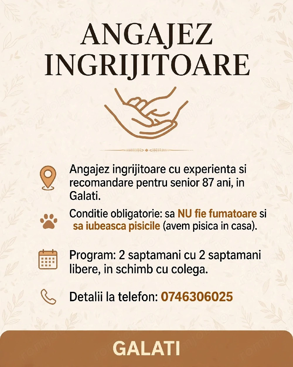 Angajare infirmiera cu experiență 
