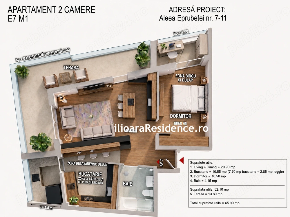2 camere, 65 mp utili, 500 m metrou Nicolae Grigorescu (Ilioara), Park Lake