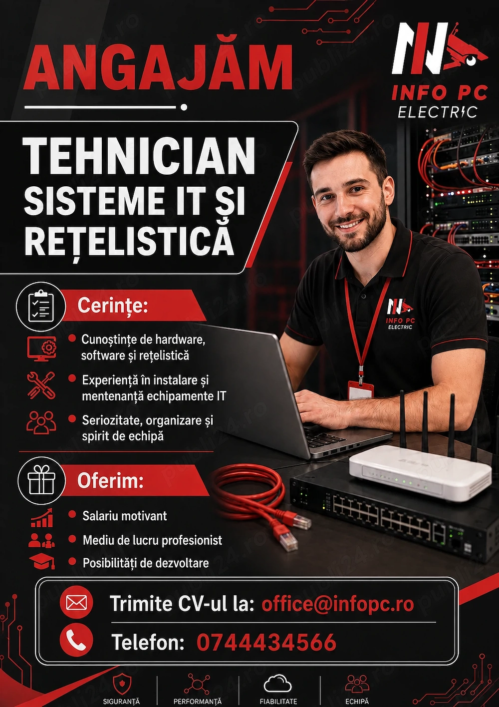 Angajăm tehnician sisteme IT și rețealistică