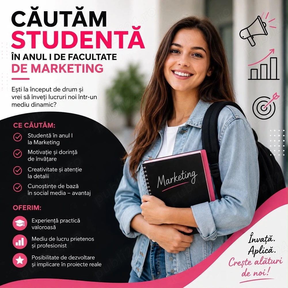 căutăm studenta marketing petru conturile nostre 