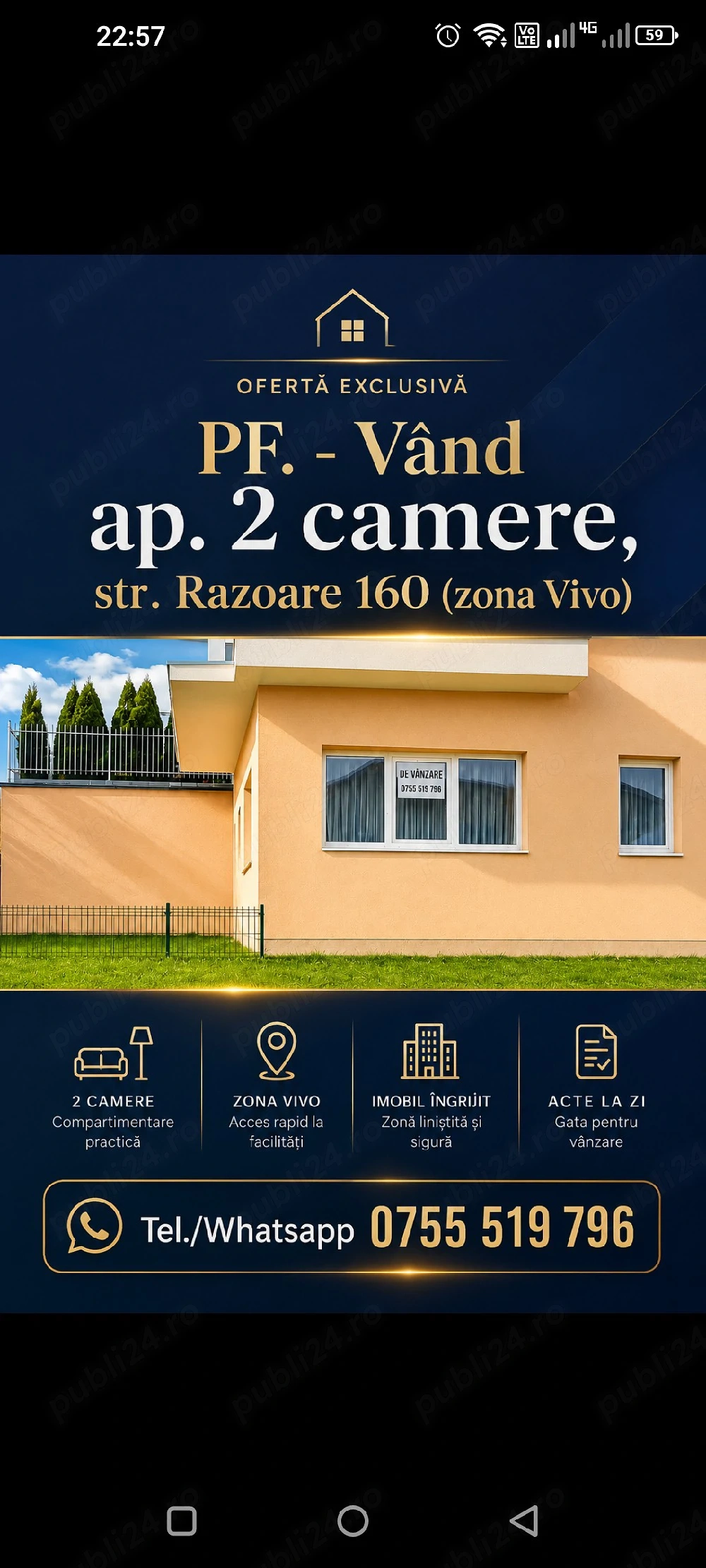 Apartament 2 camere zona Vivo