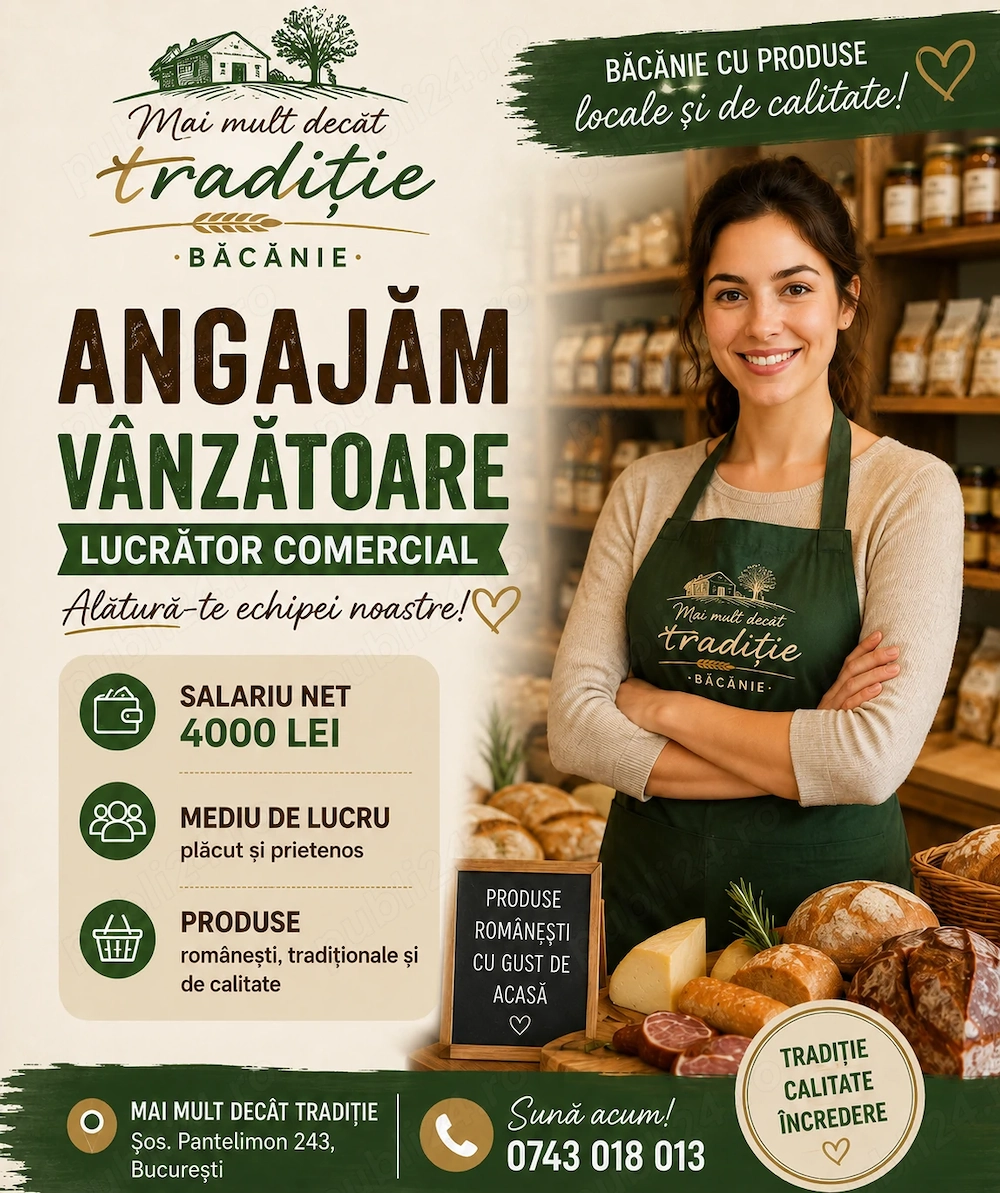 angajăm vânzătoare pentru băcănie