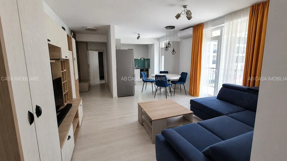 Închiriez apartament nou, mobilat, utilat, 3 camere, 2 băi, garaj subteran, terasă mare, boxă