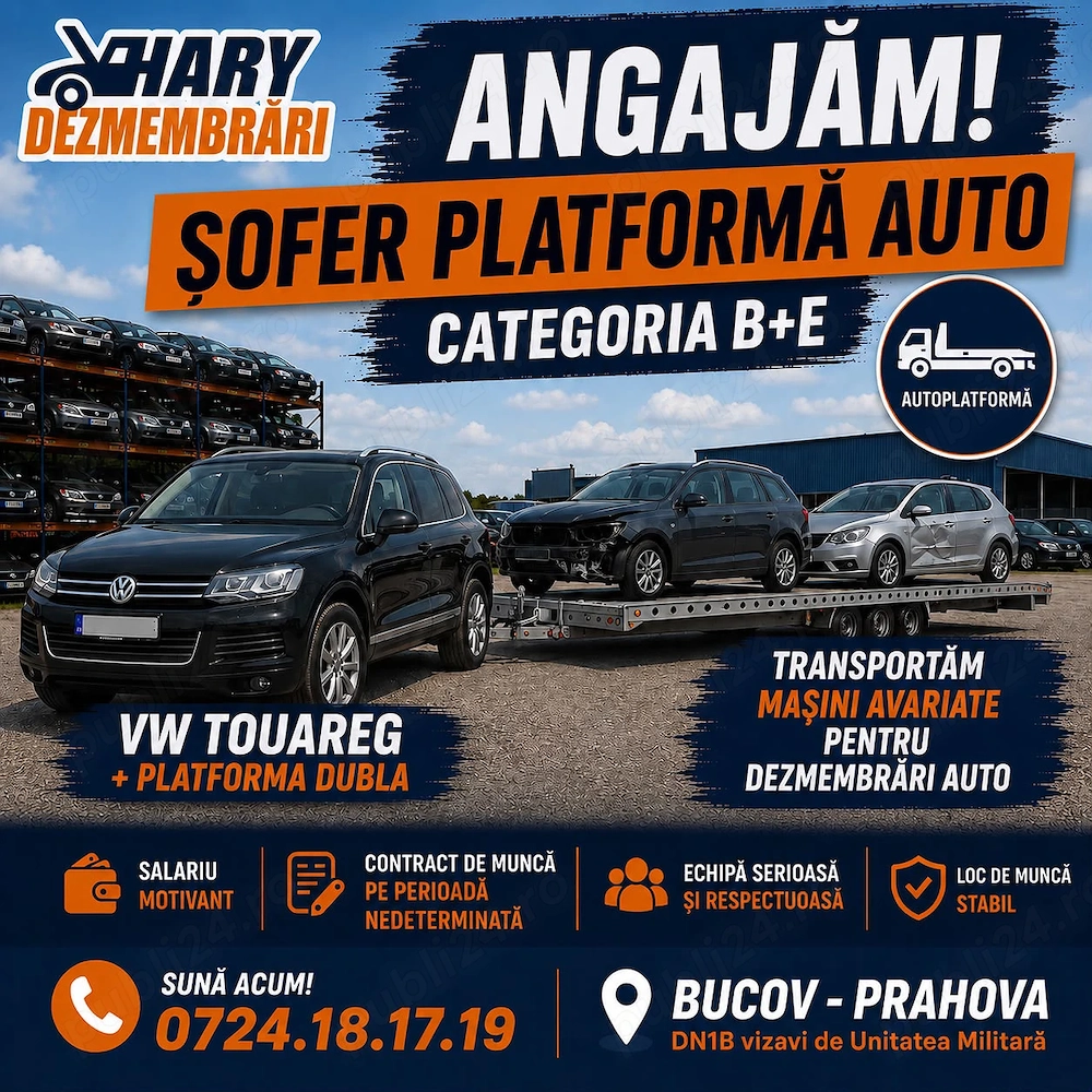 Angajam Sofer B+E- Touareg + platforma dubla