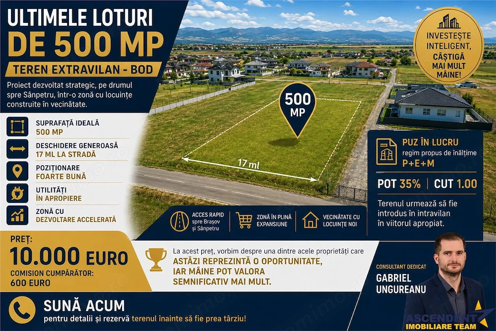 Parcela de teren 503 mp, Bod - Sanpetru