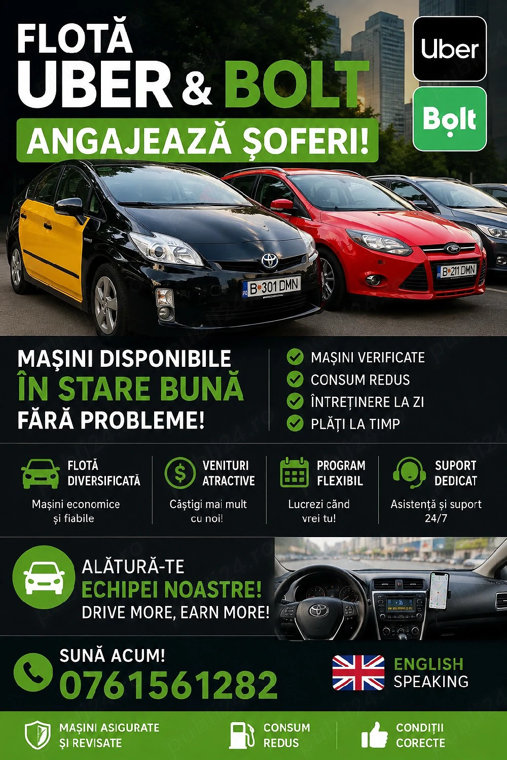 Angajăm Șoferi Ride Sharing   Uber & Bolt