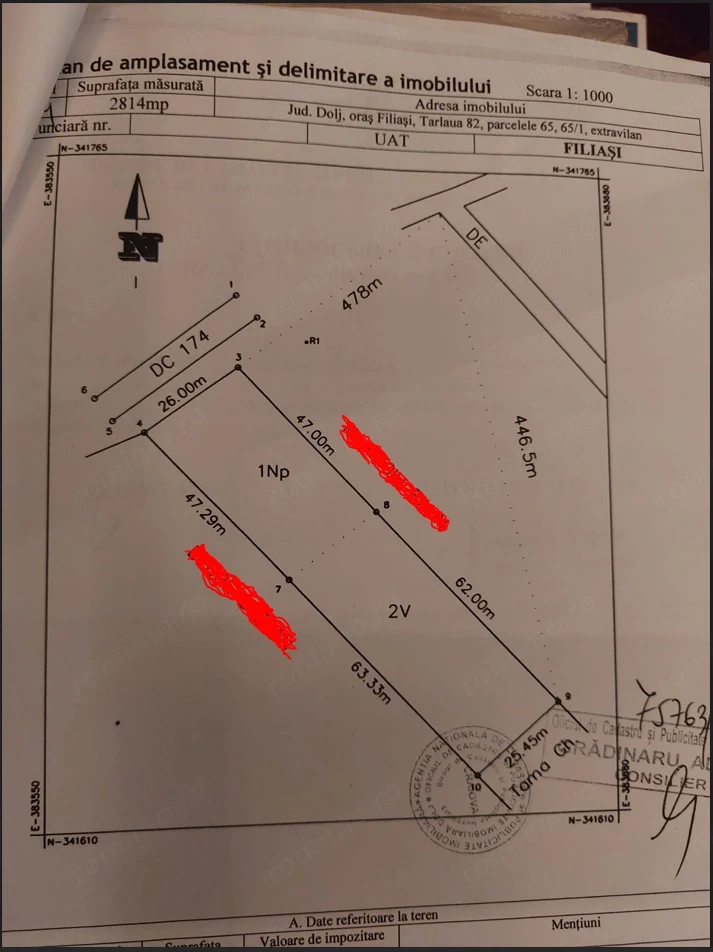 Teren vânzare Filiași, 2810 mp, 15.000 euro, strada 24 Ianuarie