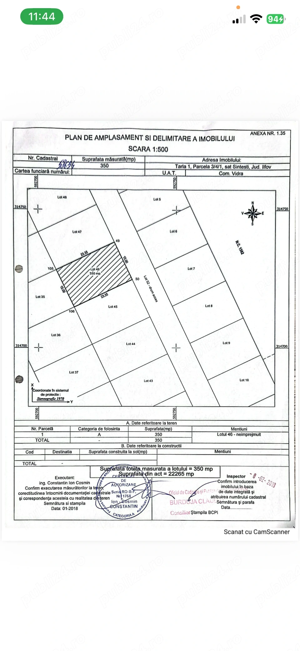 Particular str Miorita Comuna Berceni 350 mp deschidere 15 