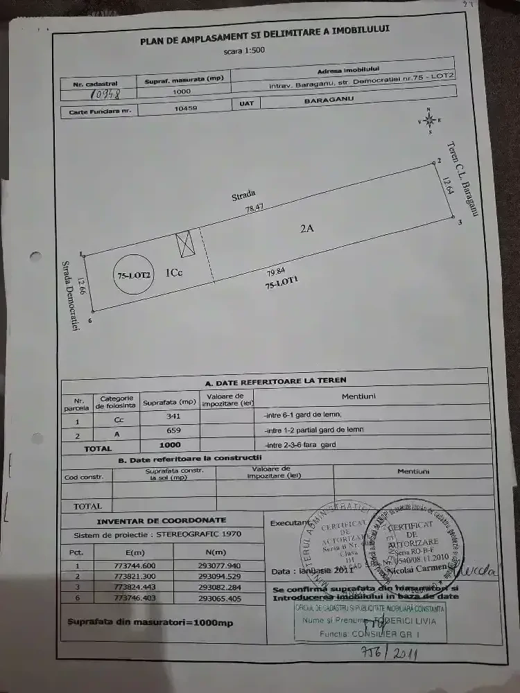 vânzare teren 1000mp