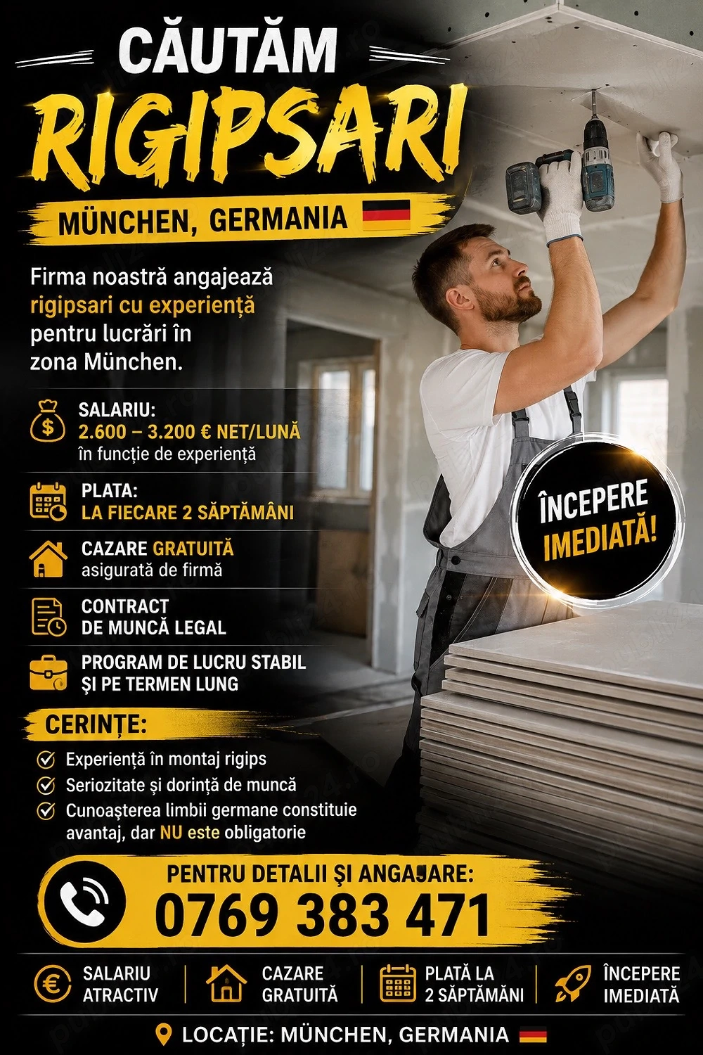 Caut Rigipsari Cu Experienta urgent