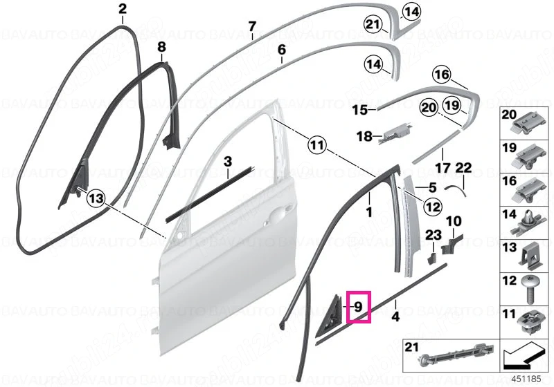 Garnitură triunghi oglindă exterior stâng - BMW f30 f31