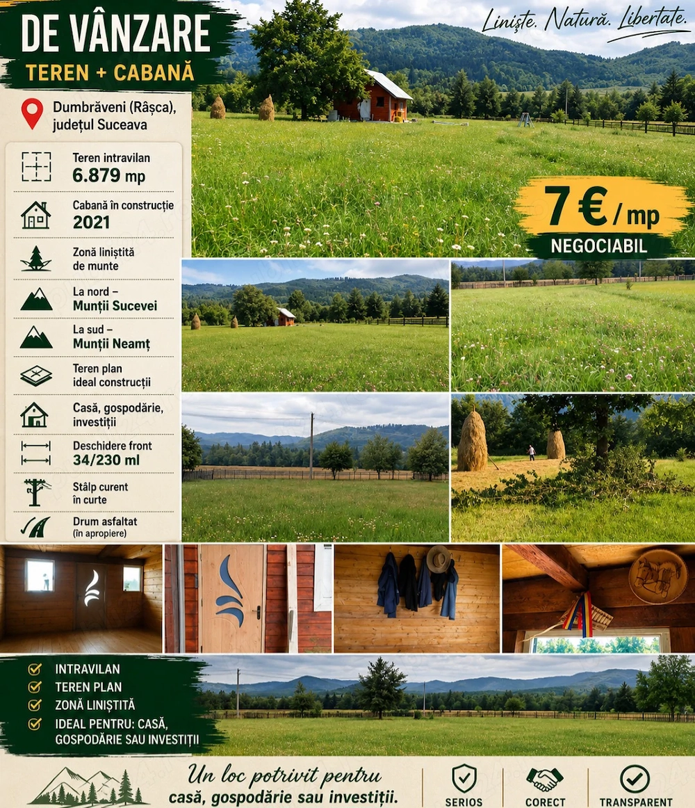 Teren +cabană Munte 