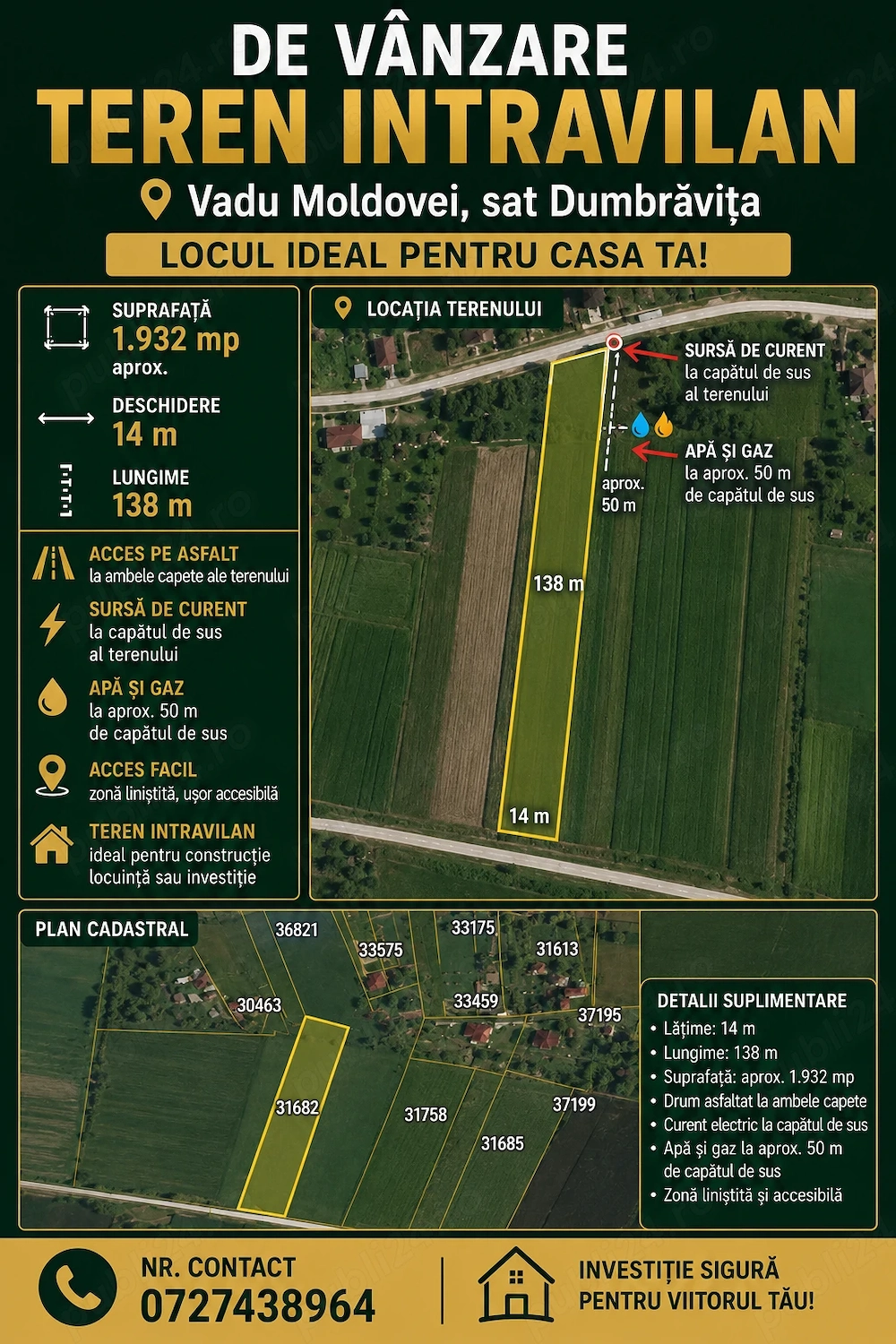 Teren intravilan Vadu Moldovei sau Dumbrăvița Suceava