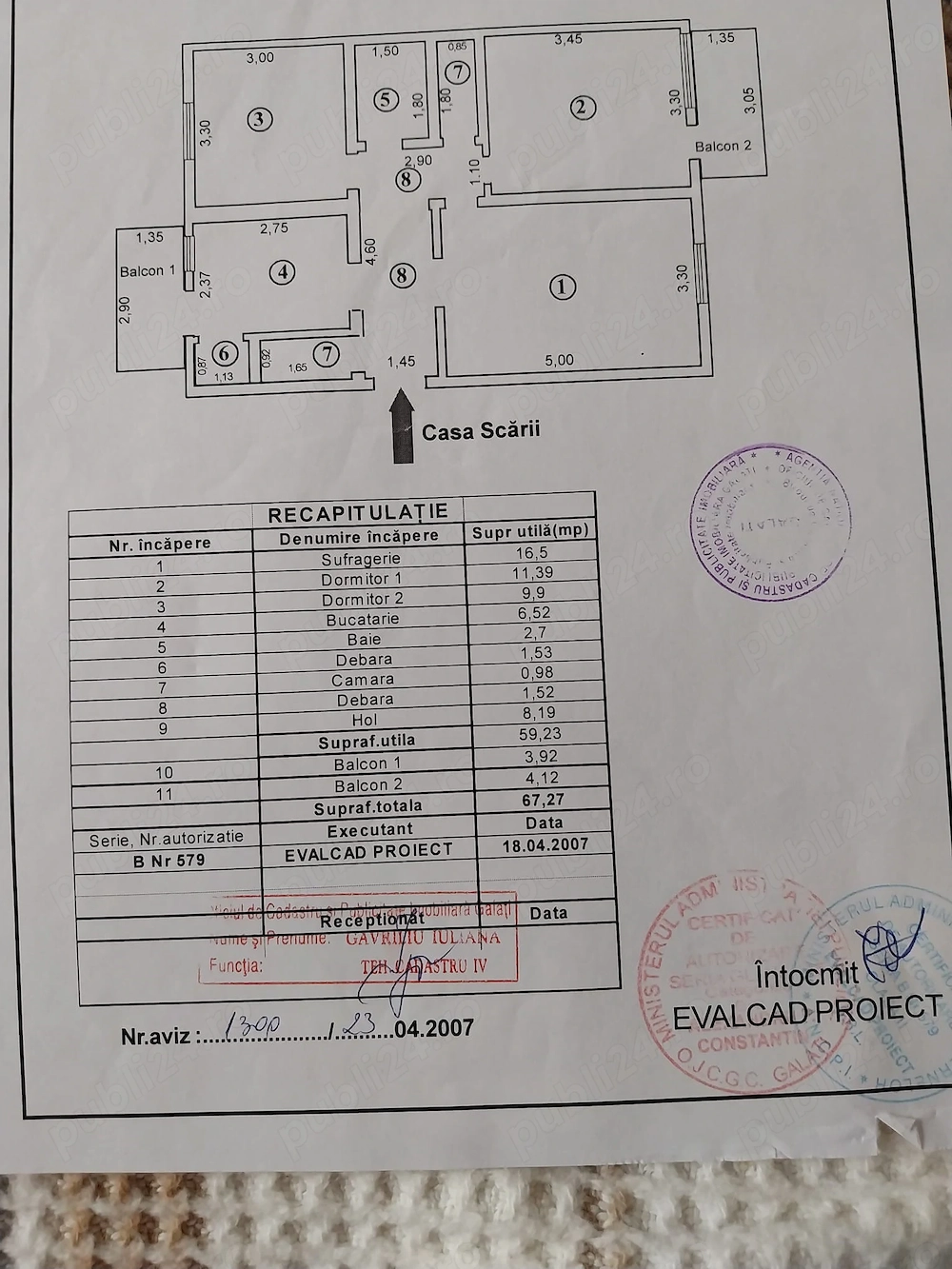 Proprietar vand apartament decomandat cu 3 camere in Tiglina 2 Galati