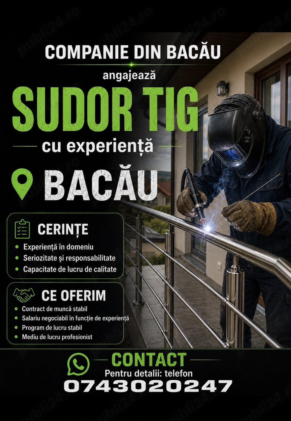 Angajăm Sudor Tig cu experiență 