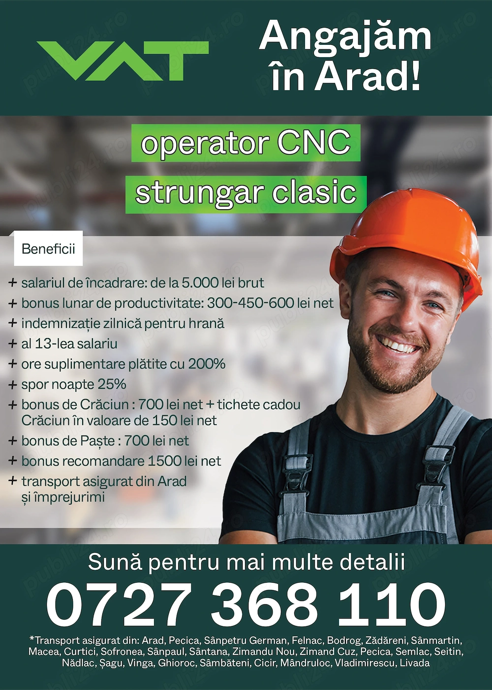 Angajam Operator CNC Strungar clasic in Arad