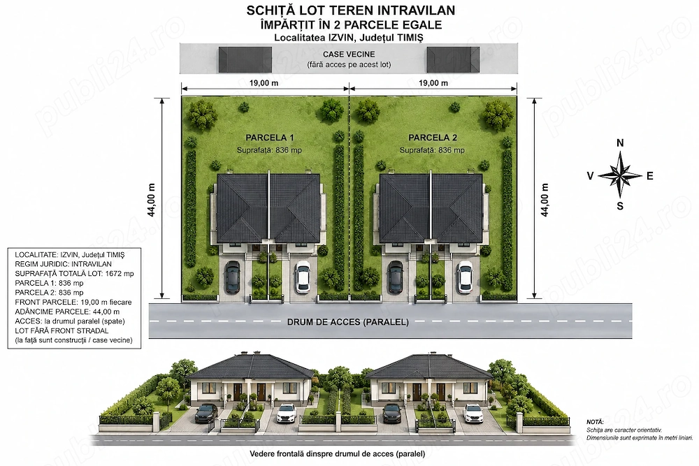 De vanzare teren pentru Duplex in Izvin ,la 16 km de Omw-ul De pe Simion Barnutiu 