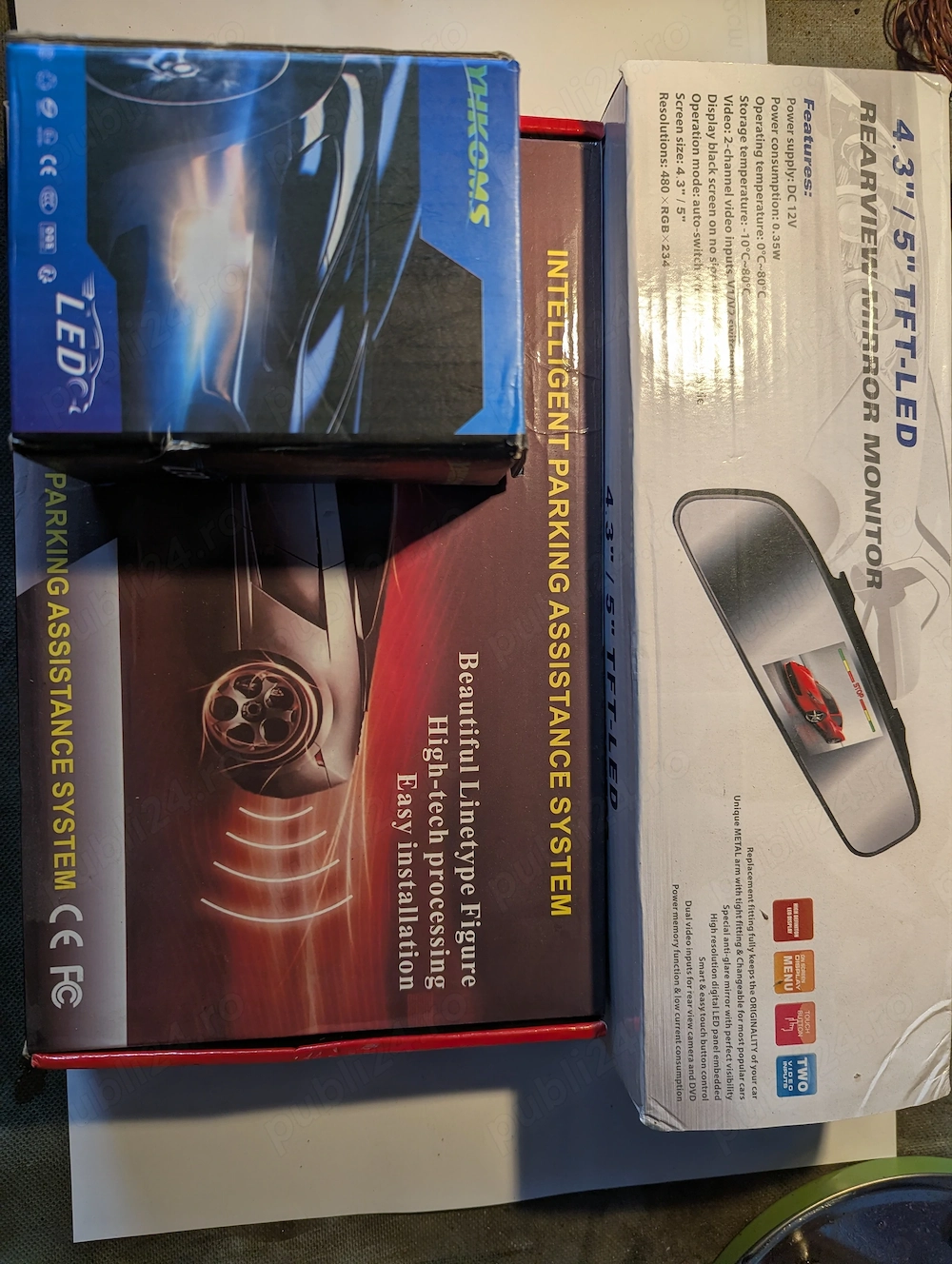Kit auto format din sistem de parcare, camera de marsarier, becuri LED
