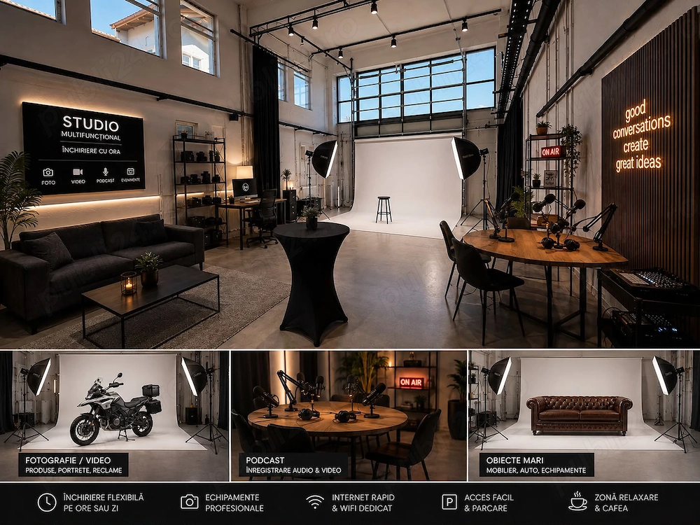 Studio foto-video multifuncțional de închiriat cu ora în Brașov