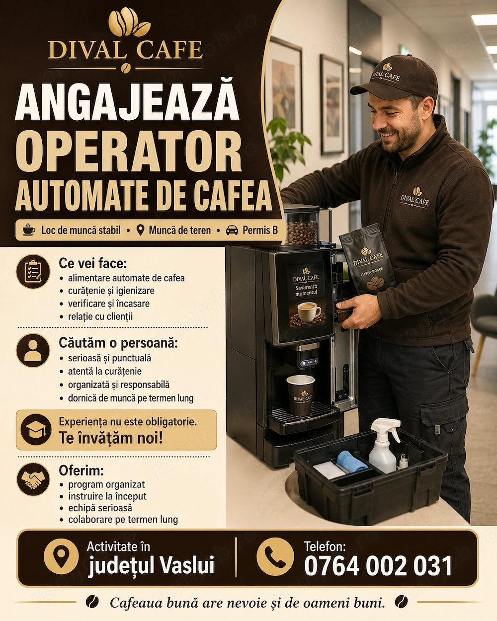 Operator automate cafea si vitrine de tip vending