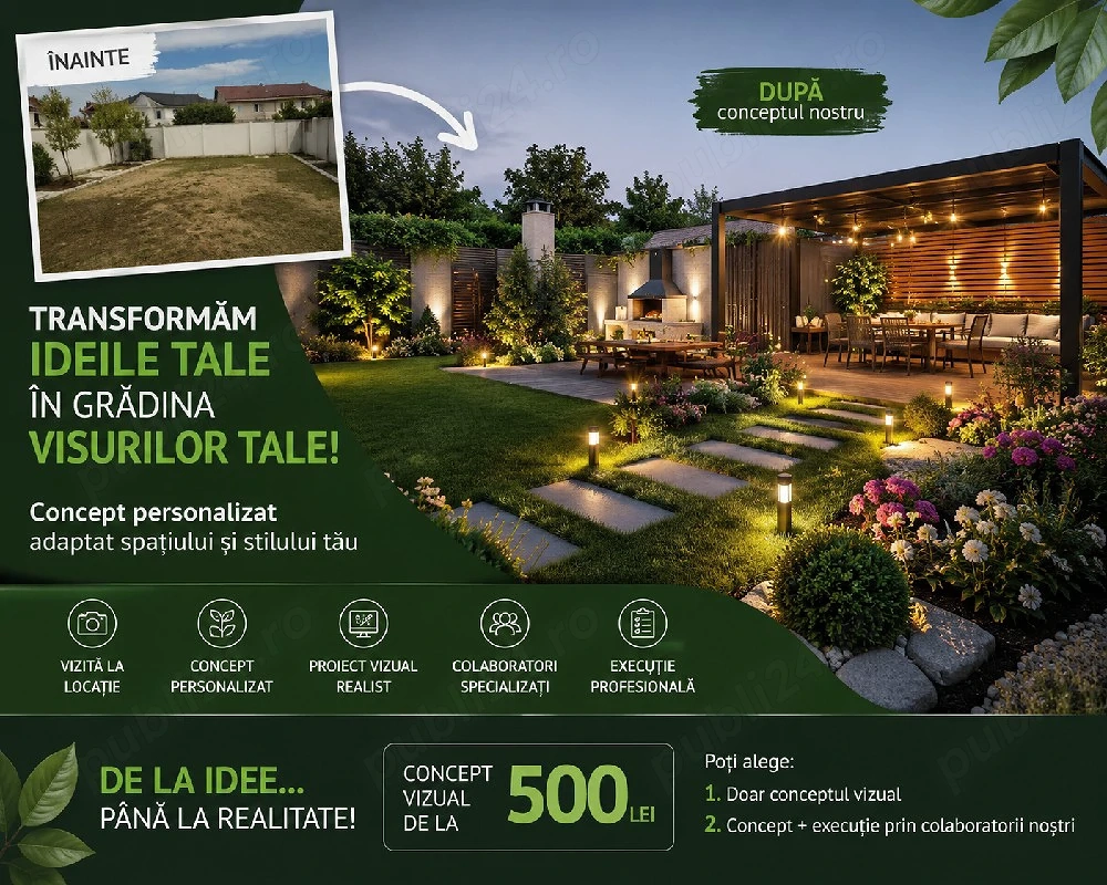Concept personalizat amenajare grădină + posibilitate execuție