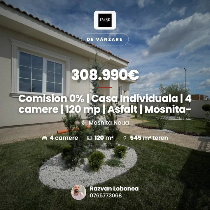 Comision 0% | Casa Individuala | 4 camere | 120 mp | Asfalt | Mosnita-Noua
