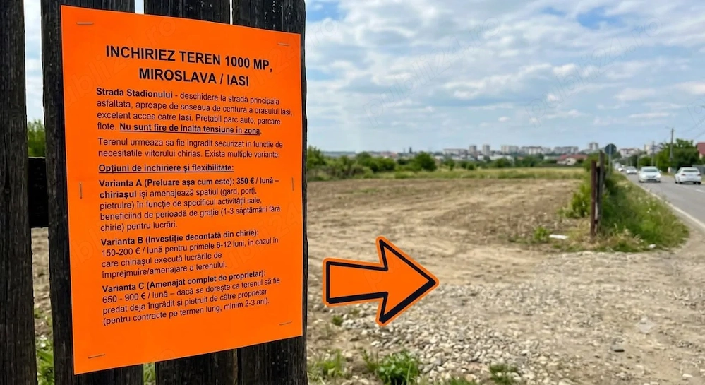 Inchiriez Teren în Miroslava 1000 mp