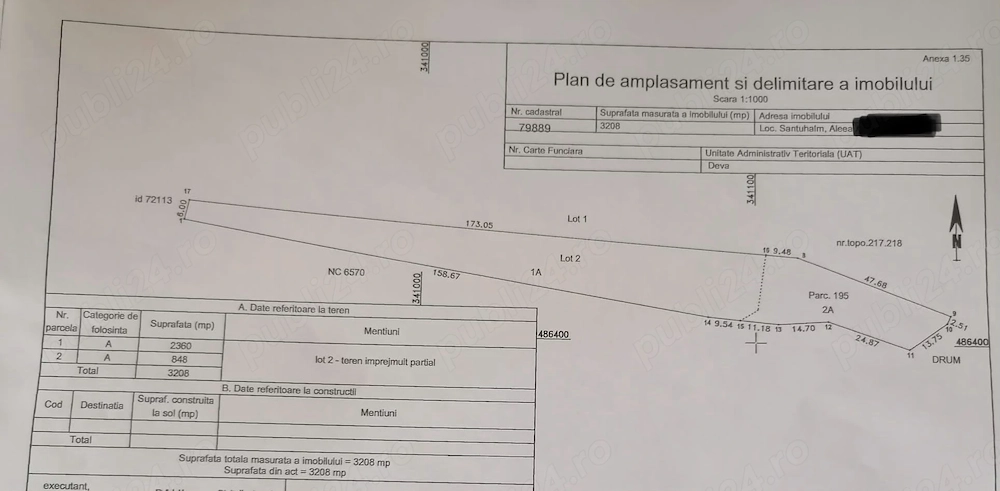 TEREN DE VÂNZARE   3.208 MP | Santuhalm, Hunedoara