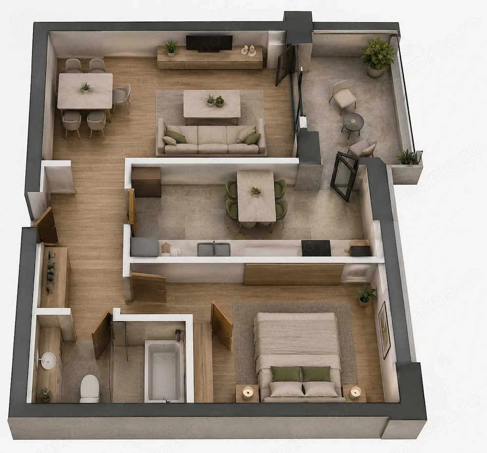 2 camere nou, etaj 1, Empire Residence, metrou 1 Decembrie 1918