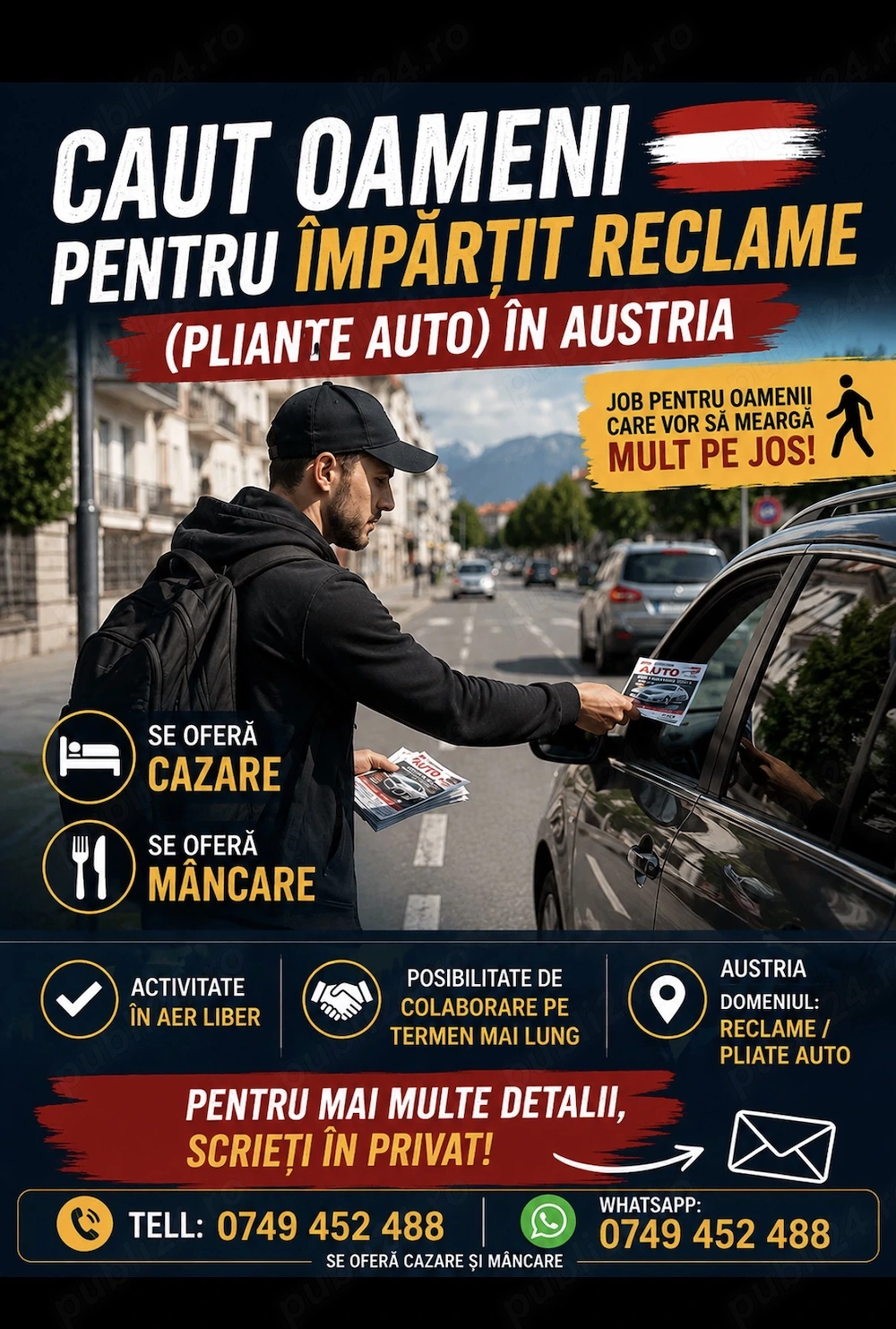 Caut băieți pentru împărțit reclame (cărți de vizită )
