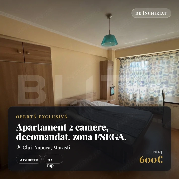 Apartament 2 camere, decomandat, zona FSEGA, bloc cu lift
