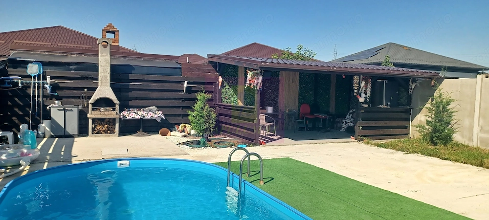 Casă nouă Săbăreni, terasă, piscină, foișor, barbeque, curte 440 mp