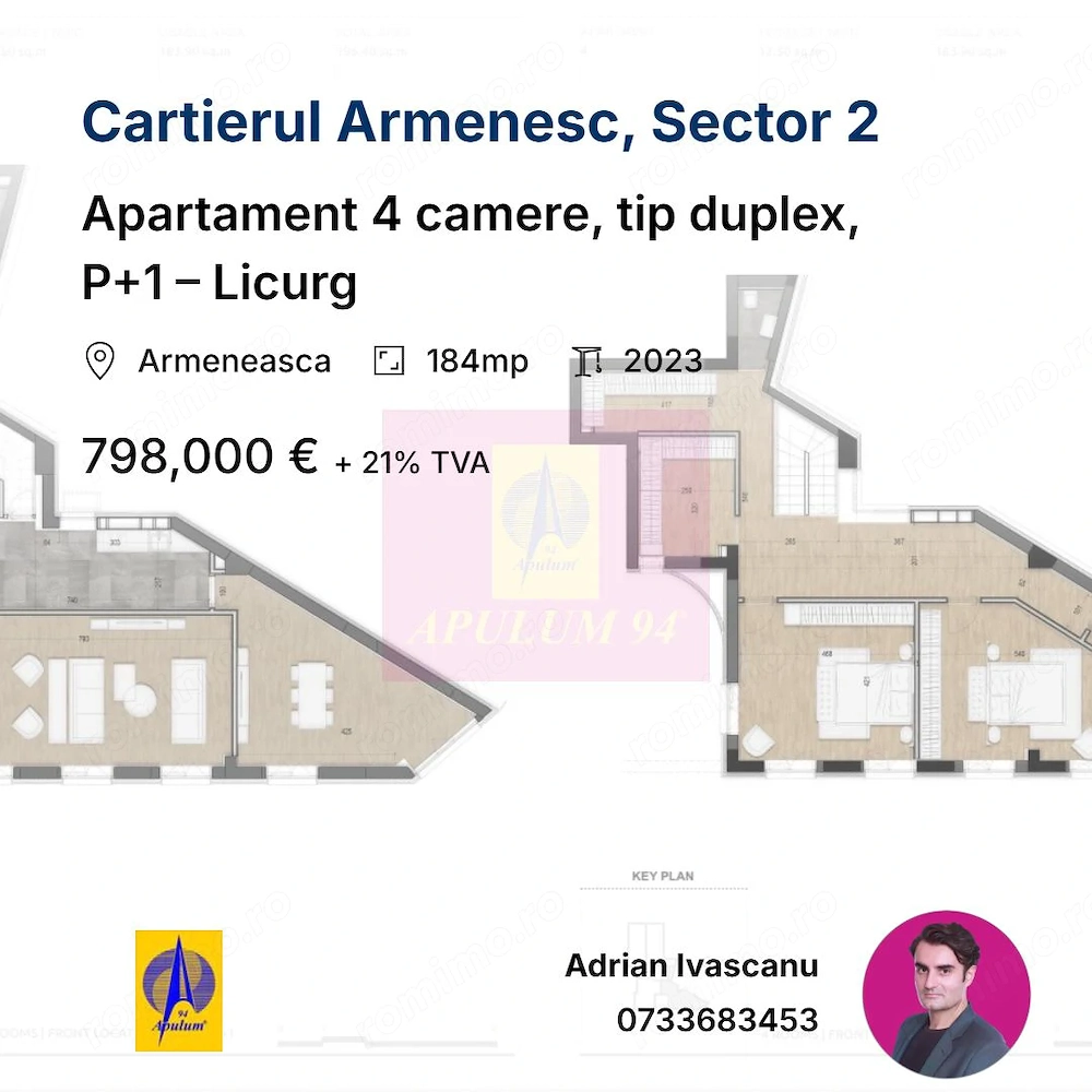 Apartament 4 camere, tip duplex, P+1 – Licurg