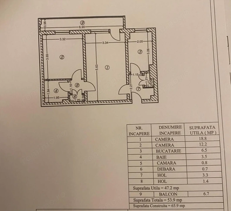 Apartament cu 2 camere, 47.20 mp, zona Nord - Colegiul Nichita Stanescu 