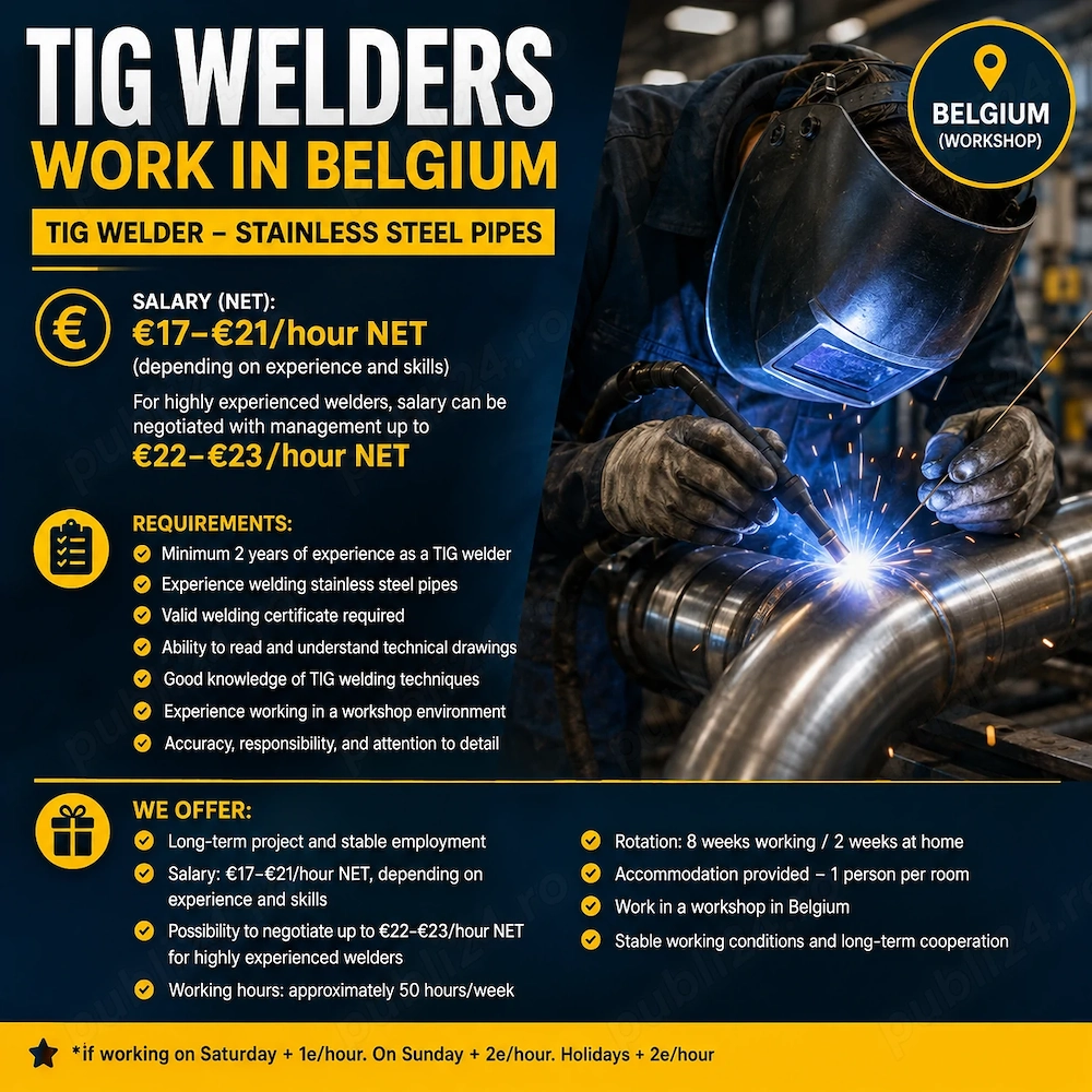 Cautam sudori TIG pt un proiect in Belgia