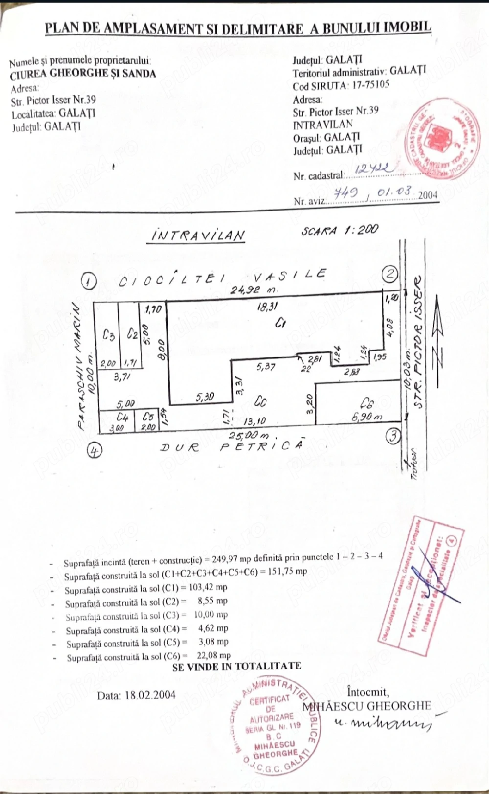 Casă de vânzare în orașul  Galați   teren 250 mp, garaj și anexe