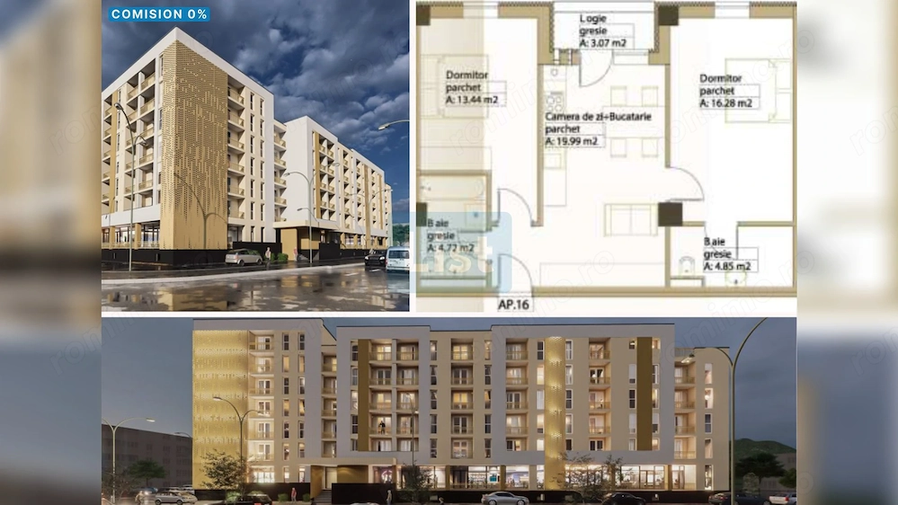 Apartament 3 camere, 72.09mpc, etaj 1, lift, Comision 0%