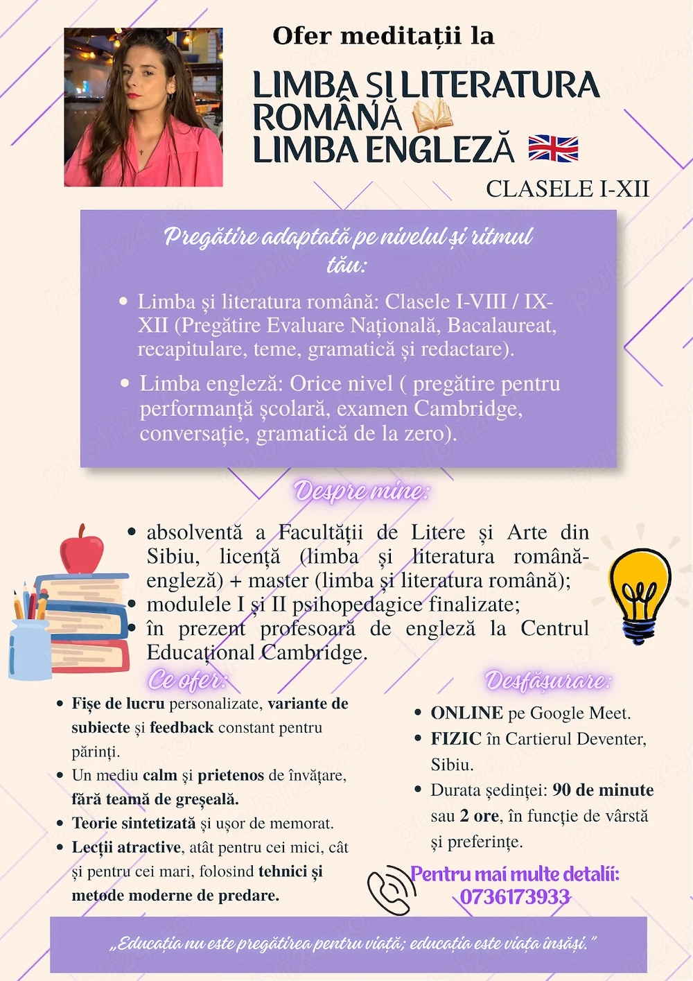 Meditații la limba și literatura română și limba engleză ONLINE FIZIC în Sibiu