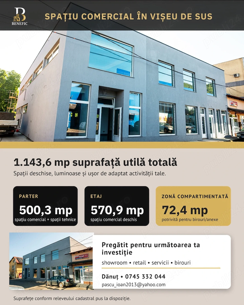 Spațiu comercial 1143 mp în Vișeu de Sus, Maramureș