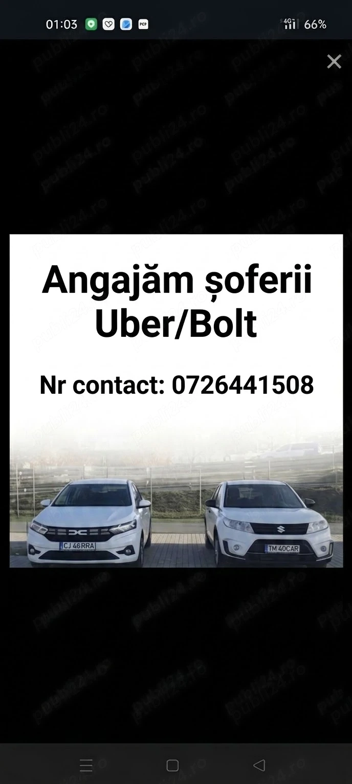 Căutăm colegii cu mașina proprie Uber Bolt. Doar 5% comision flotă!
