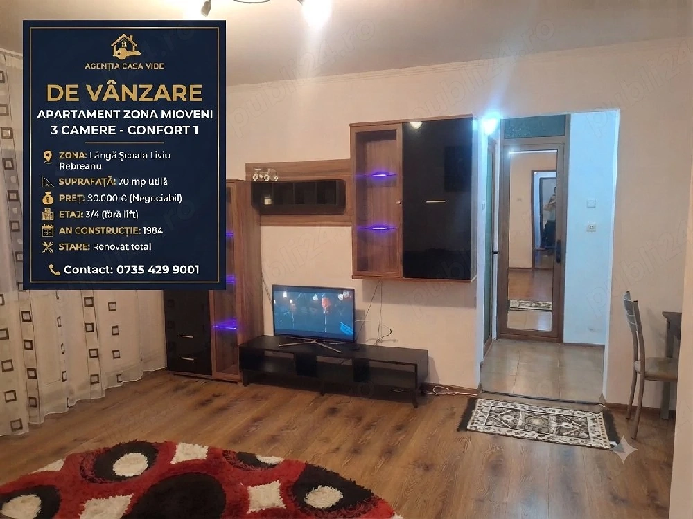 Apartament 3 camere etaj 3 Mioveni