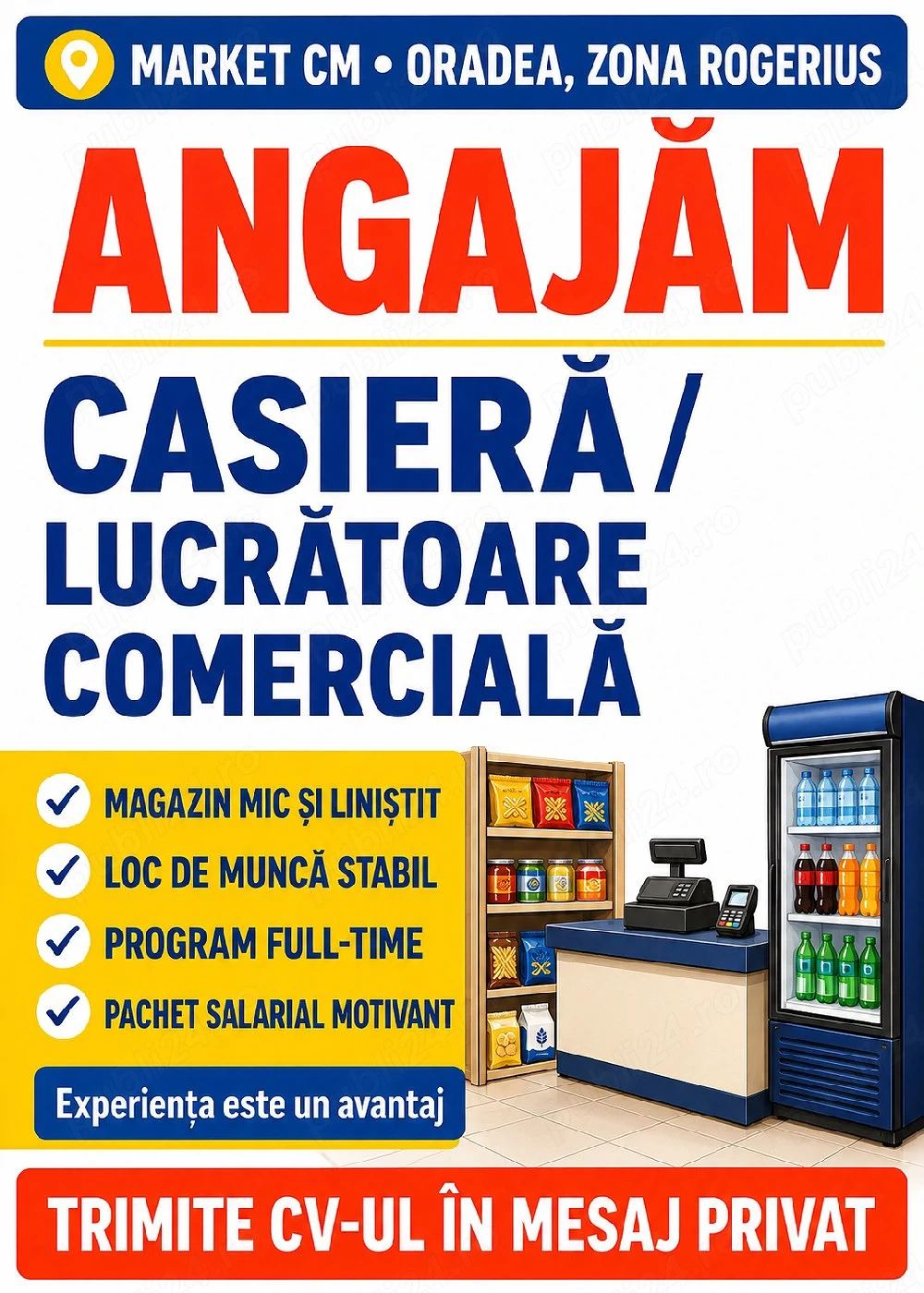 ANGAJĂM CASIERĂ   Lucratoare Comercială