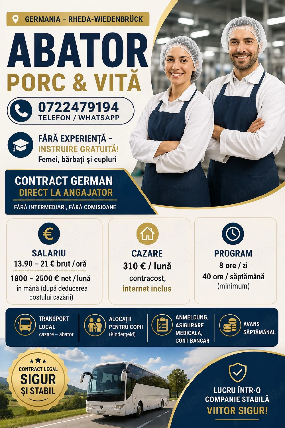 Locuri de muncă  la abator- Germania - Fără experiență  ! 