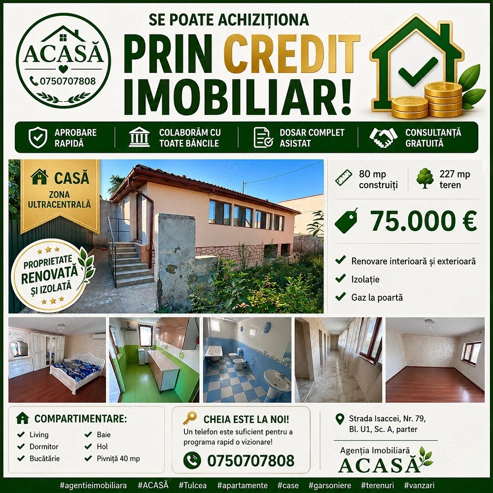 Tulcea, casă de vânzare eligibilă cu credit ipotecar