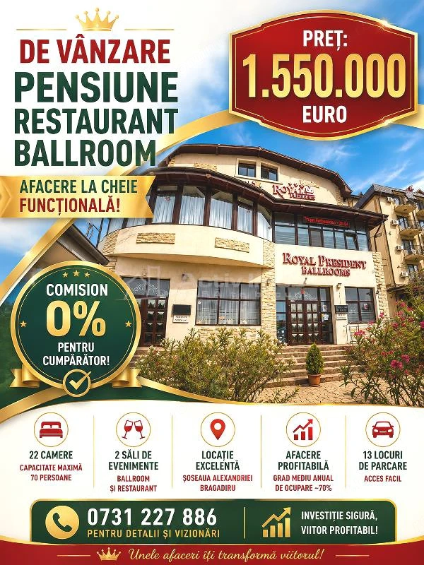 De vanzare –  Cladire comerciala - Pensiune – Restaurant – Ballroom – Rahova – Alexandriei – Leroy M