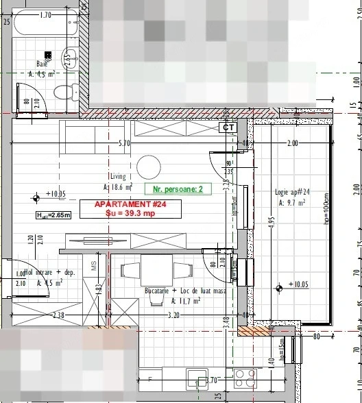 Apartament 1 camera, semifinisat, terasa, Stejarului, Floresti
