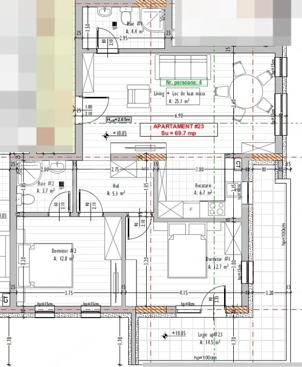 Apartament 3 camere, 2 bai, terasa, Stejarului, Floresti