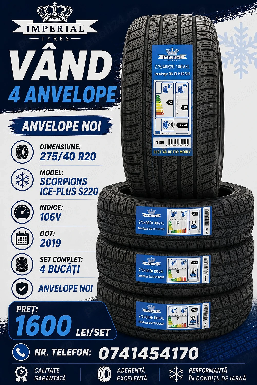 4 Anvelope Imperial 275/40 R20 – NOI