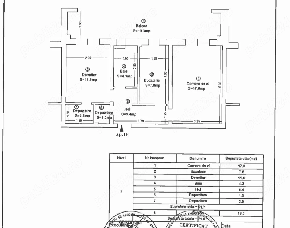 Apartament de vânzare cu 2 camere 